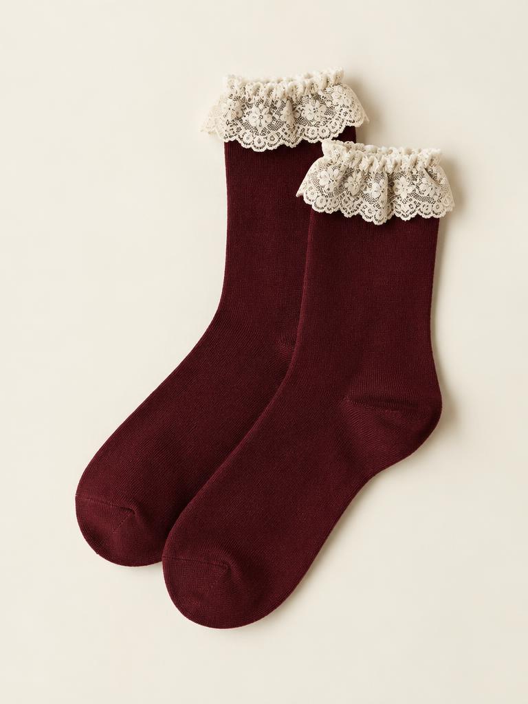 The Lace socks, lace-trimmed cuff, a little bold.